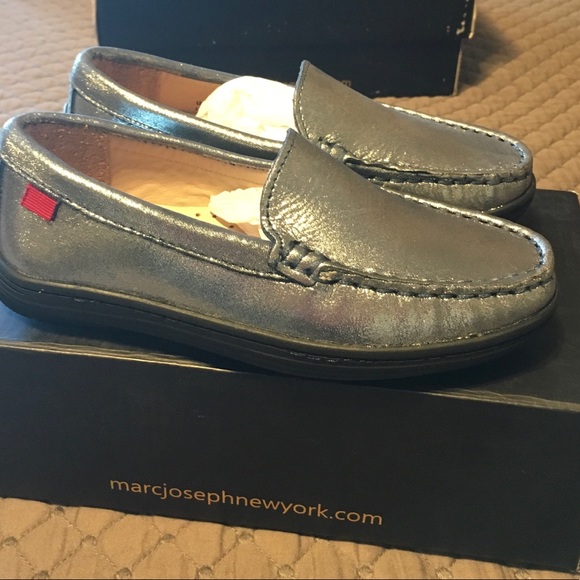 NIB *MARC JOSEPH* Broadway Navy Glimmer Brazilian Leather Boat Shoes. Kids 11. - Picture 5 of 5